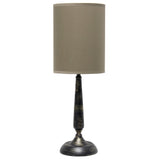 23" Bronze Iron Table Lamp With Tan Cylinder Shade