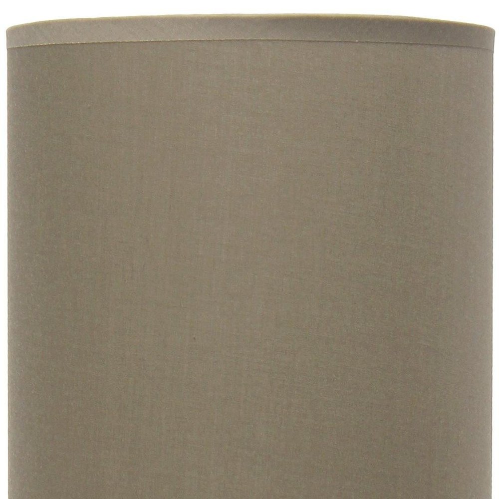 23" Bronze Iron Table Lamp With Tan Cylinder Shade