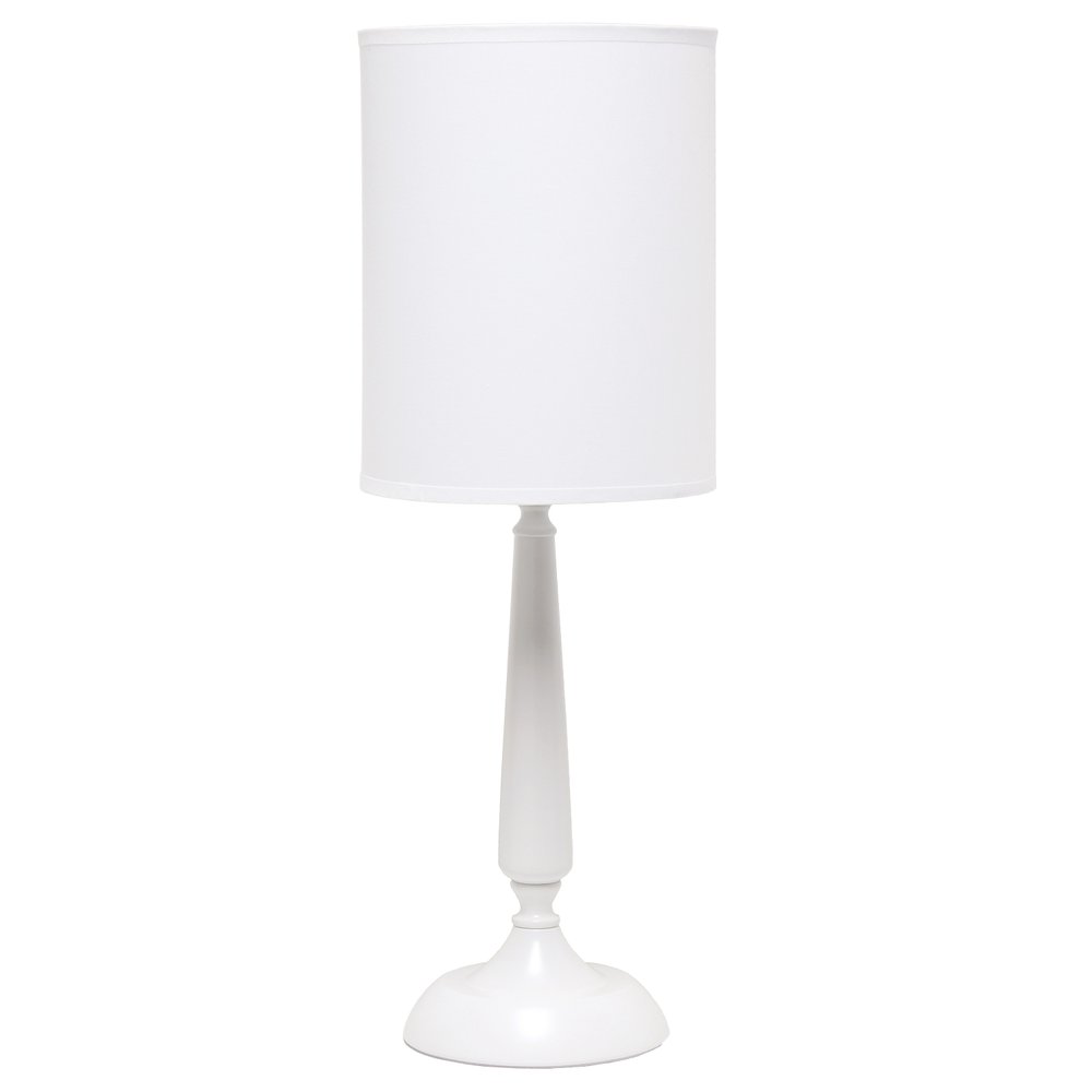 23" White Metal Table Lamp With White Cylinder Shade