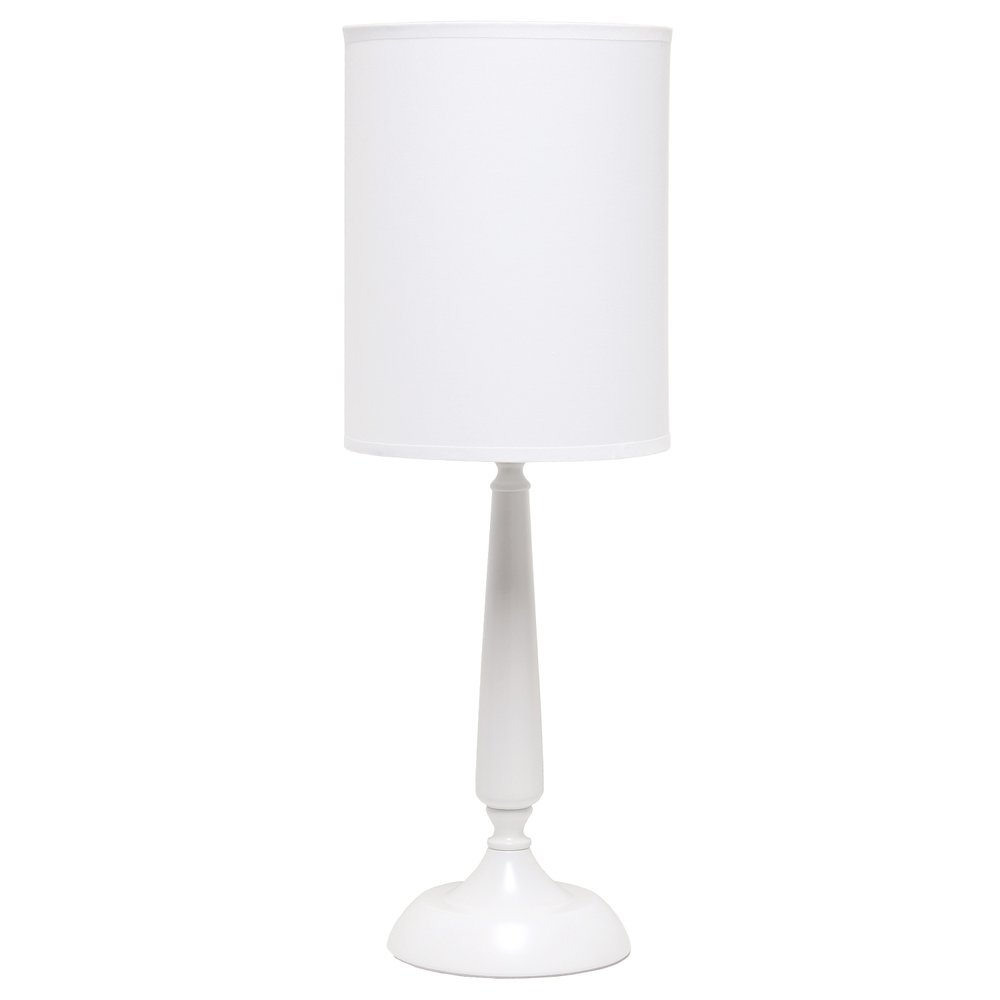 23" White Metal Table Lamp With White Cylinder Shade