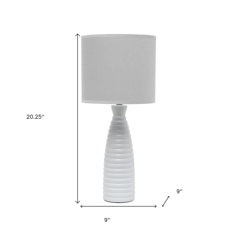 20" Gray Ceramic Round Table Lamp With Gray Drum Shade