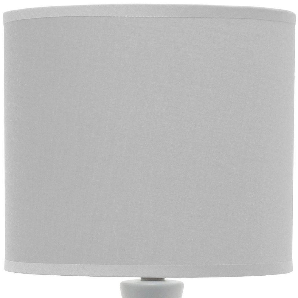 20" Gray Ceramic Round Table Lamp With Gray Drum Shade