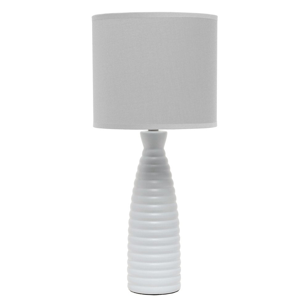 20" Gray Ceramic Round Table Lamp With Gray Drum Shade
