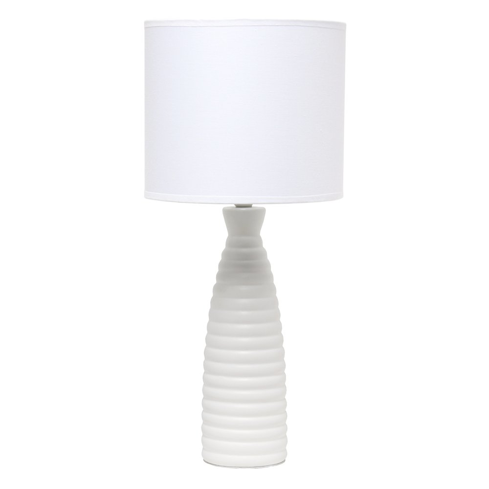 20" Off White Ceramic Novelty Table Lamp With Off White Drum Shade