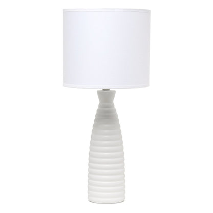 20" Off White Ceramic Novelty Table Lamp With Off White Drum Shade