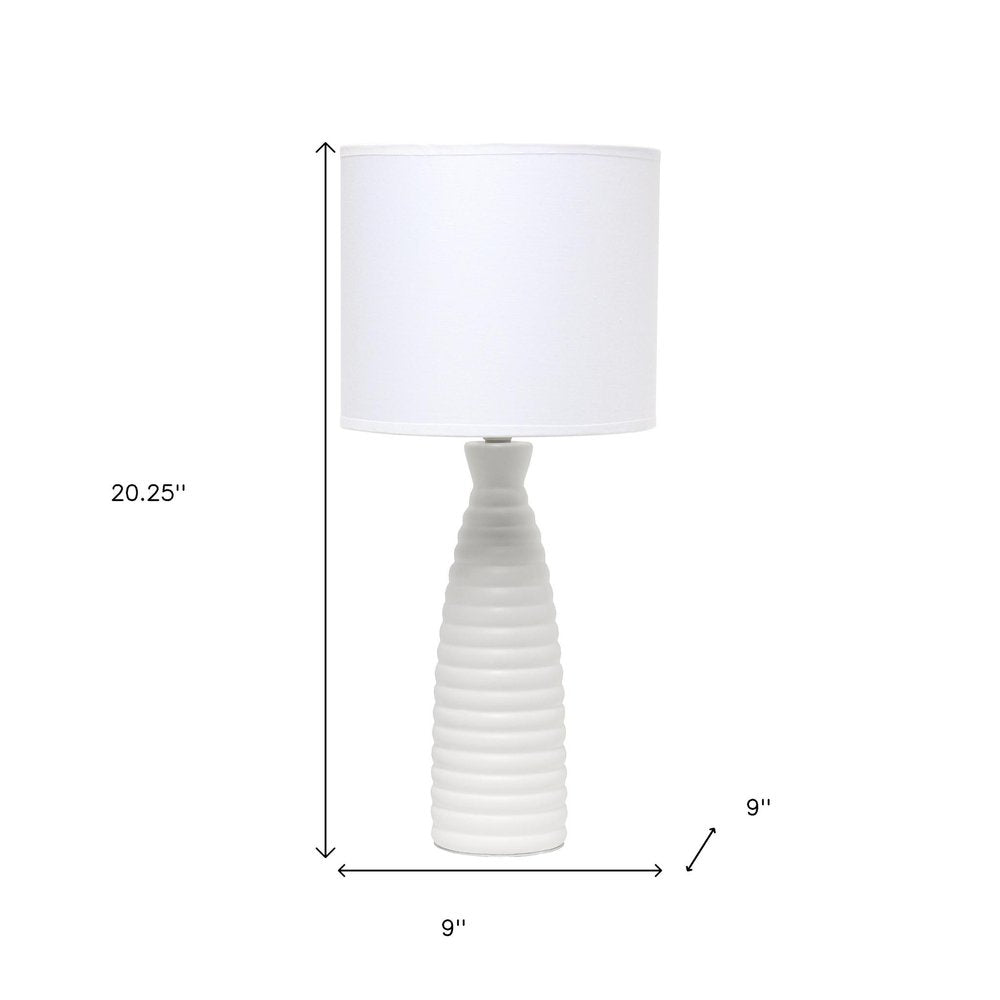 20" Off White Ceramic Novelty Table Lamp With Off White Drum Shade