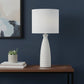 20" Off White Ceramic Novelty Table Lamp With Off White Drum Shade