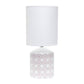 19" White And Tan Ceramic Table Lamp With White Cylinder Shade
