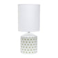 19" White And Gold Ceramic Table Lamp With White Cylinder Shade