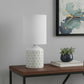 19" White And Gold Ceramic Table Lamp With White Cylinder Shade
