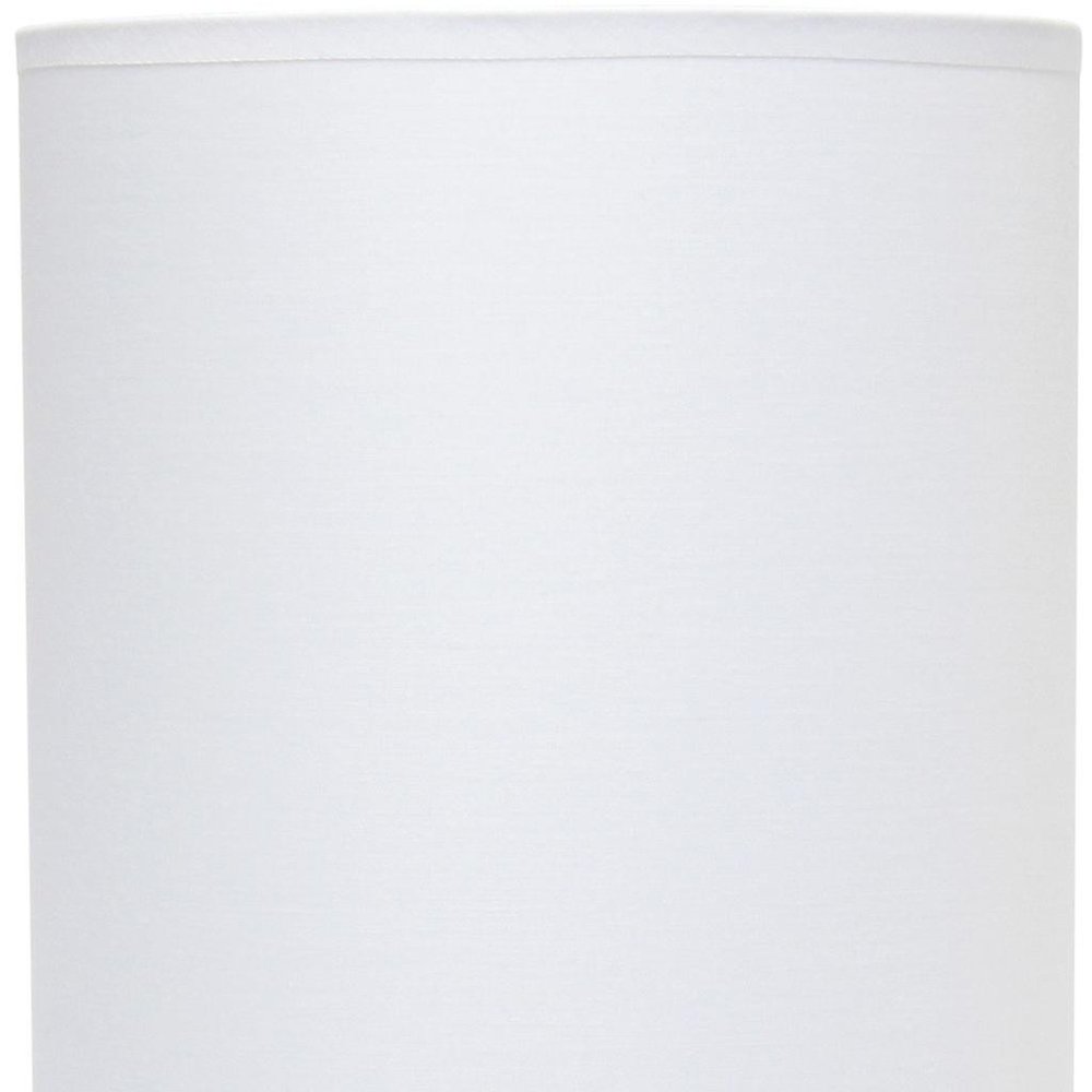 19" White And Stone Ceramic Table Lamp With White Cylinder Shade