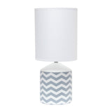 19" White And Gray Ceramic Table Lamp With White Cylinder Shade