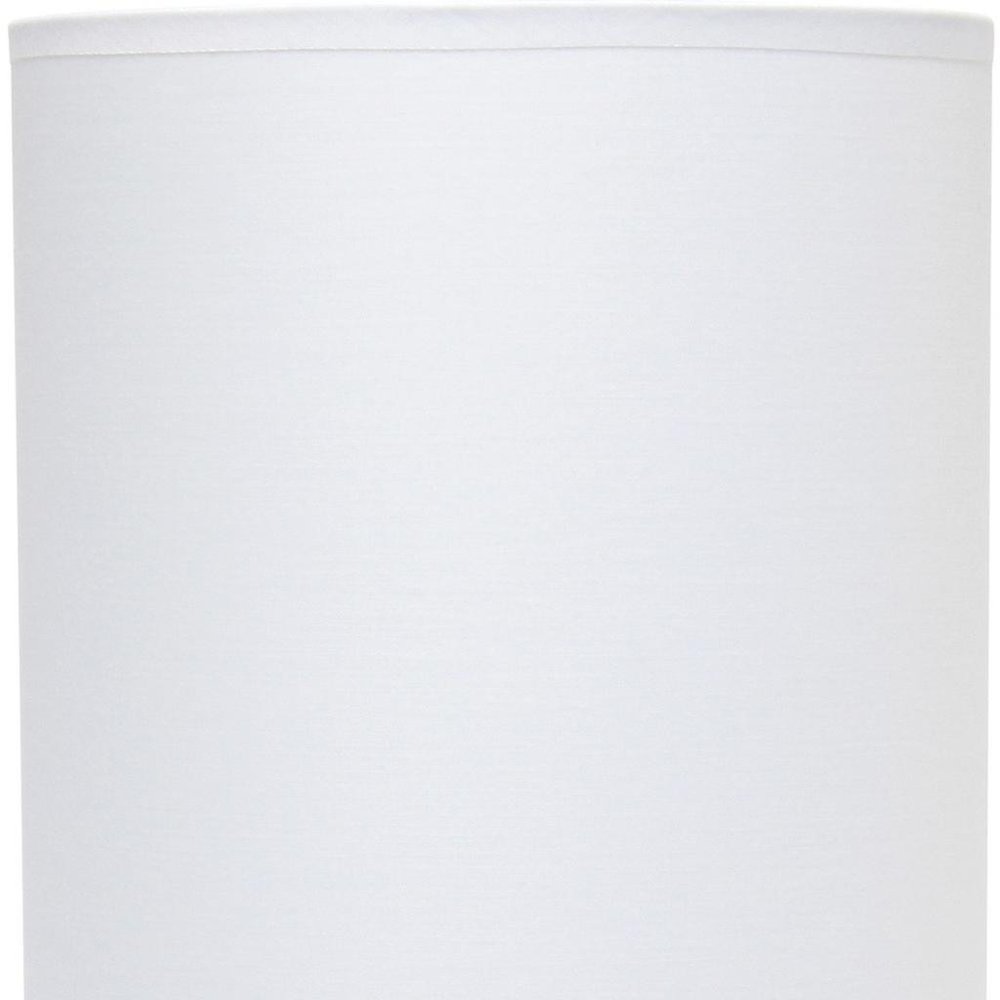 19" White And Gray Ceramic Table Lamp With White Cylinder Shade