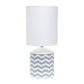 19" White And Gray Ceramic Table Lamp With White Cylinder Shade
