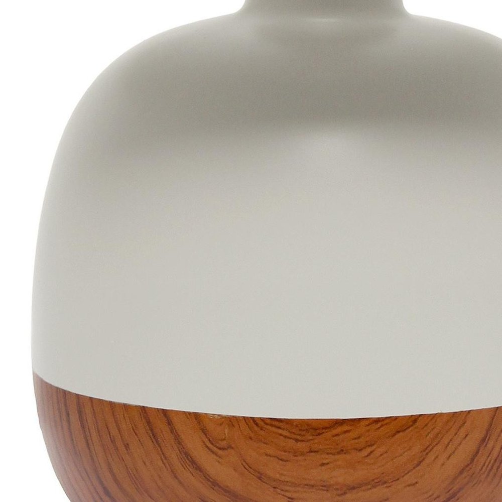 12" Dark Brown Ceramic Round Table Lamp With Gray Drum Shade