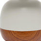 12" Dark Brown Ceramic Round Table Lamp With Gray Drum Shade