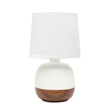 12" Dark Brown Ceramic Round Table Lamp With White Drum Shade