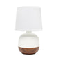 12" Dark Brown Ceramic Round Table Lamp With White Drum Shade