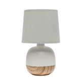 12" Light Brown Ceramic Round Table Lamp With Gray Drum Shade