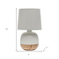12" Light Brown Ceramic Round Table Lamp With Gray Drum Shade
