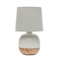 12" Light Brown Ceramic Round Table Lamp With Gray Drum Shade