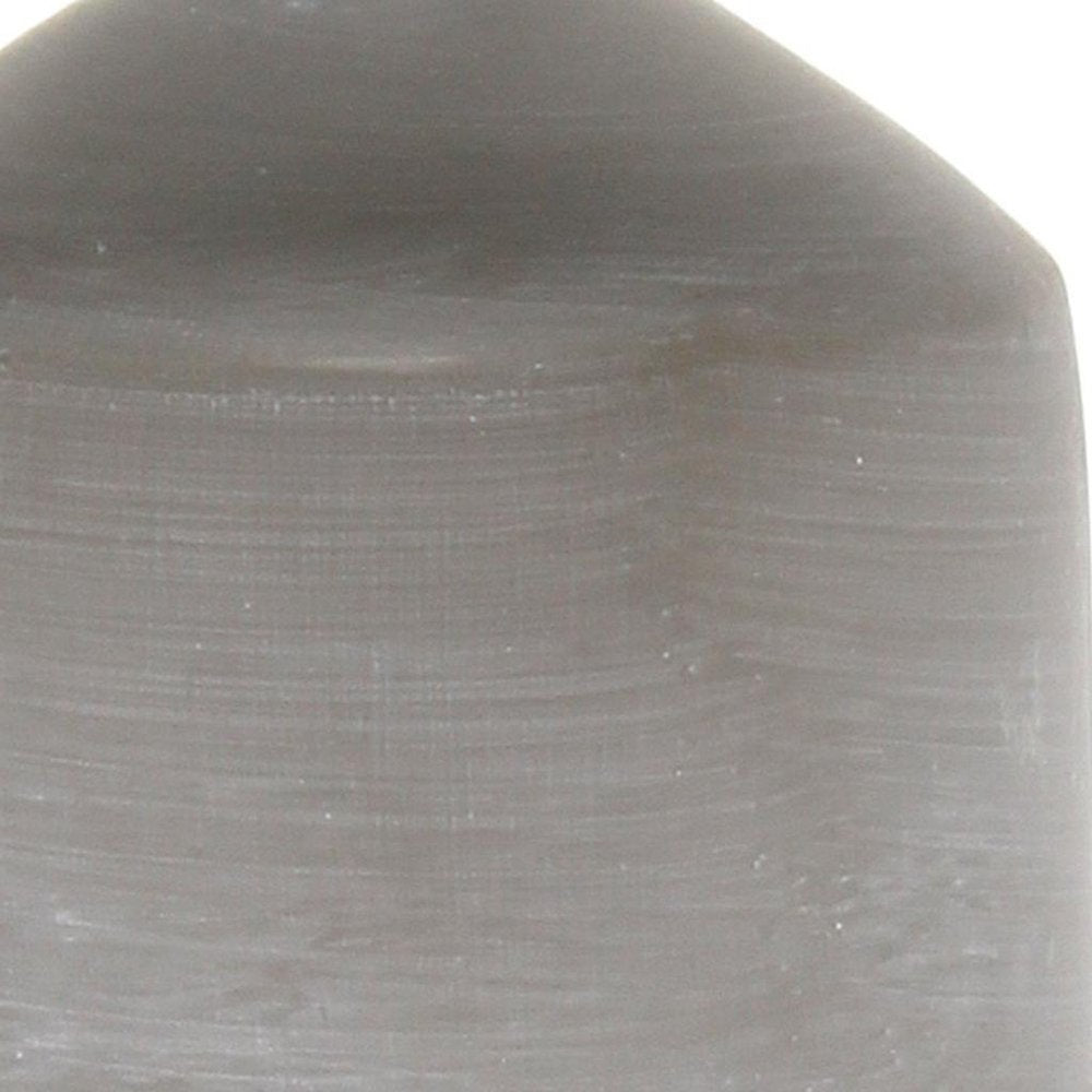 9" Gray Concrete Round Table Lamp With White Drum Shade