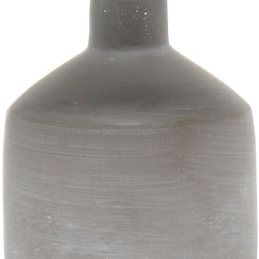 9" Gray Concrete Round Table Lamp With White Drum Shade