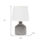 9" Gray Concrete Round Table Lamp With White Drum Shade