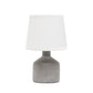 9" Gray Concrete Round Table Lamp With White Drum Shade