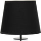 17" Black And Clear Glass And Metal Table Lamp With Black Drum Shade
