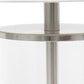 17" Nickel And Clear Glass And Metal Table Lamp With White Drum Shade