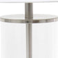 17" Nickel And Clear Glass And Metal Table Lamp With White Drum Shade