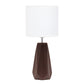 18" Brown And Silver Ceramic Geometric Table Lamp With White Drum Shade