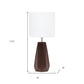 18" Brown And Silver Ceramic Geometric Table Lamp With White Drum Shade