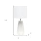 18" Off White Ceramic Geometric Table Lamp With White Drum Shade
