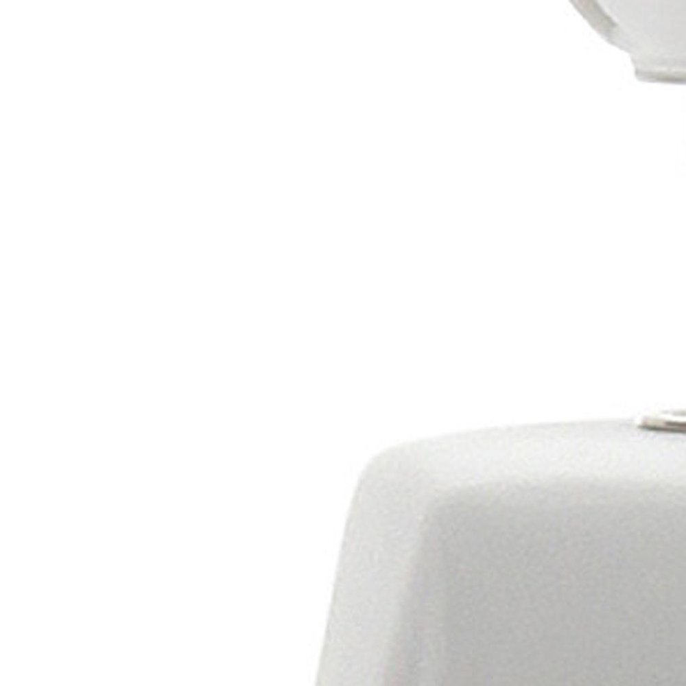 18" Off White Ceramic Geometric Table Lamp With White Drum Shade