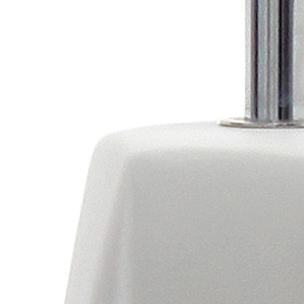 18" Off White Ceramic Geometric Table Lamp With White Drum Shade