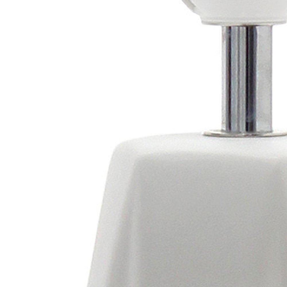 18" Off White Ceramic Geometric Table Lamp With White Drum Shade