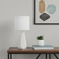 18" Off White Ceramic Geometric Table Lamp With White Drum Shade