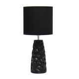 18" Black And Silver Ceramic Geometric Table Lamp With Black Drum Shade
