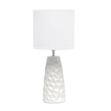 18" Off White Ceramic Geometric Table Lamp With Off White Drum Shade