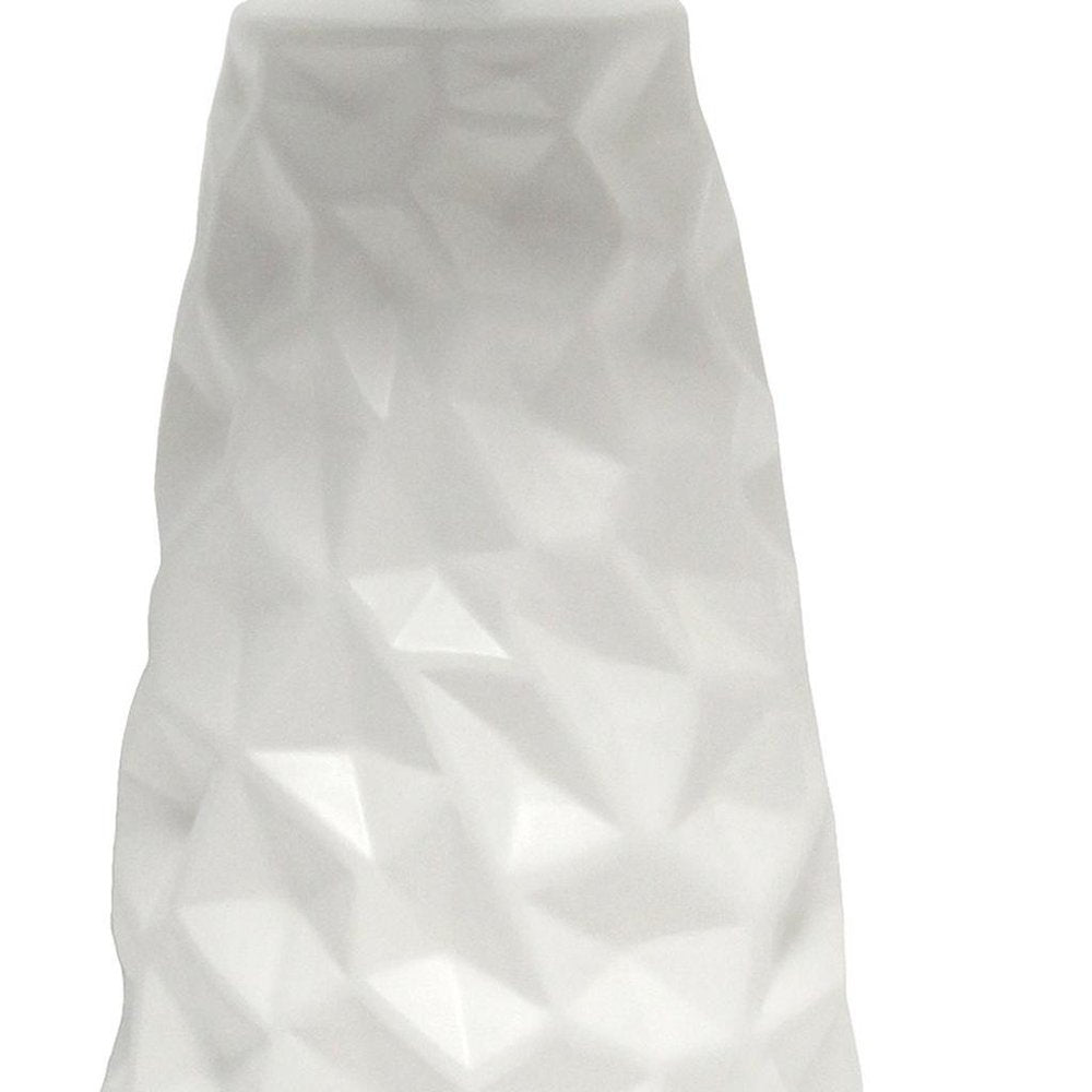 18" Off White Ceramic Geometric Table Lamp With Off White Drum Shade