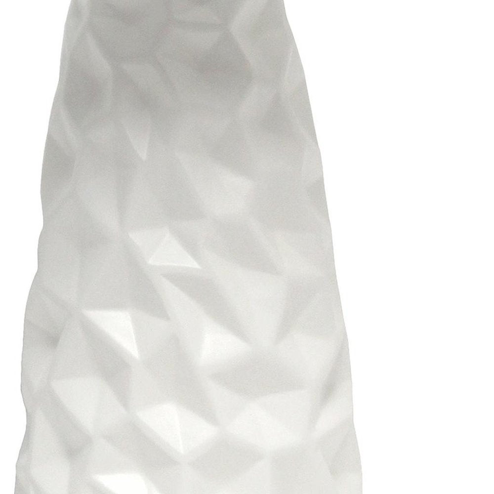 18" Off White Ceramic Geometric Table Lamp With Off White Drum Shade