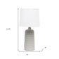 16" Taupe Ceramic Table Lamp With White Drum Shade