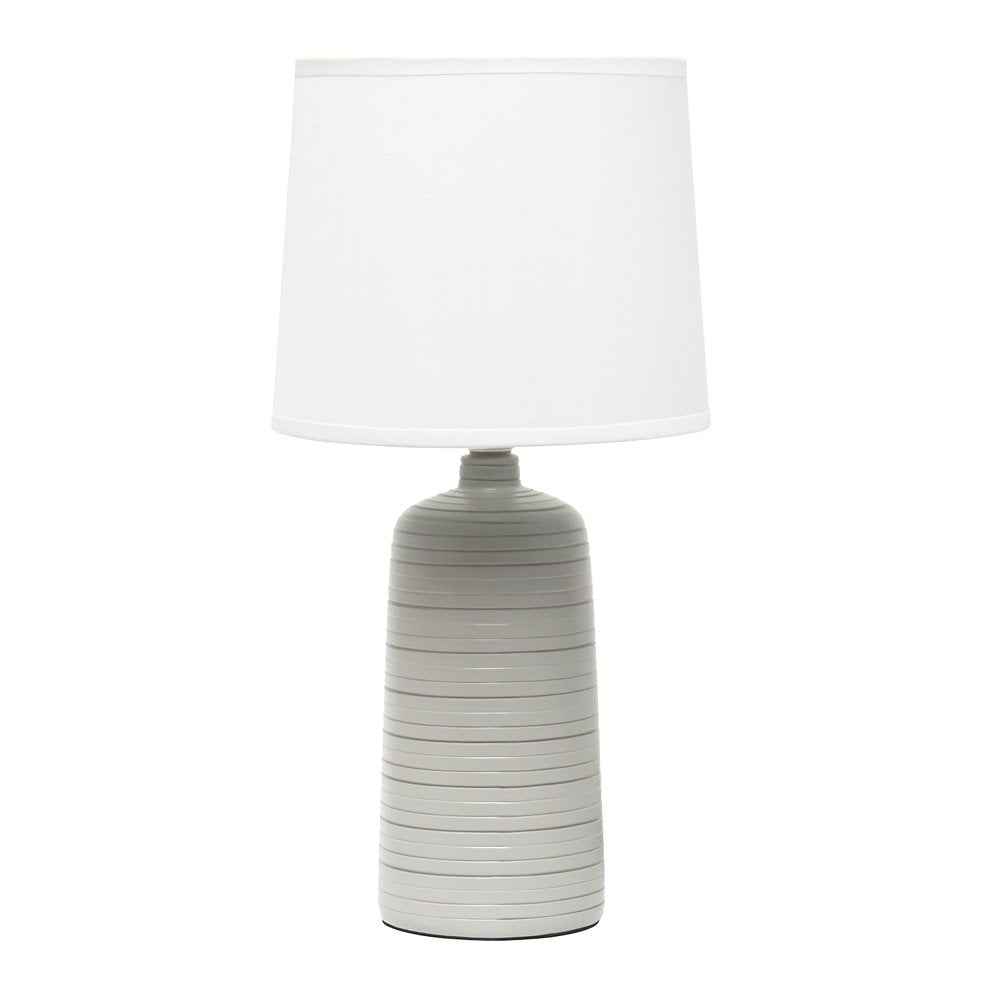 16" Taupe Ceramic Table Lamp With White Drum Shade