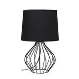 20" Black Metal Geometric Table Lamp With Black Drum Shade