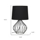 20" Black Metal Geometric Table Lamp With Black Drum Shade
