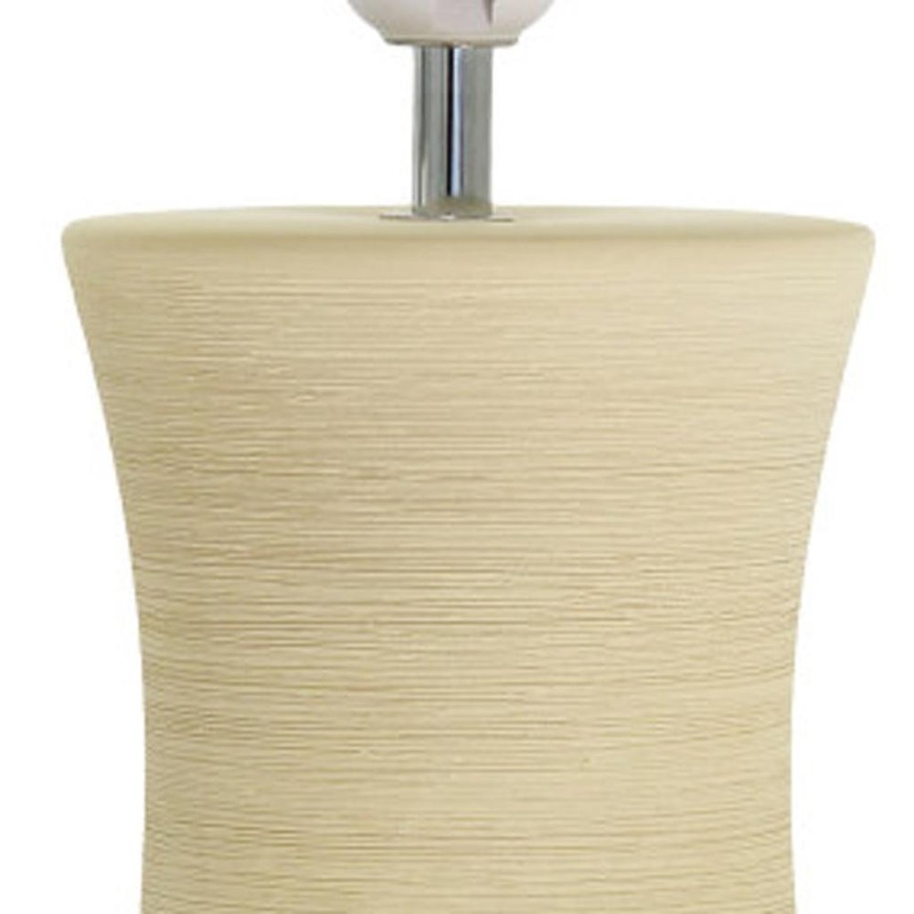 17" Beige Ceramic Novelty Table Lamp With White Drum Shade
