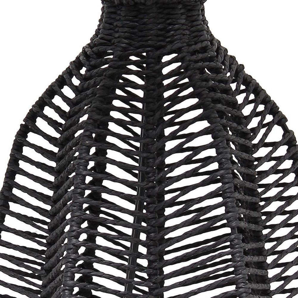 21" Black Rope Novelty Table Lamp With Light Gray Drum Shade