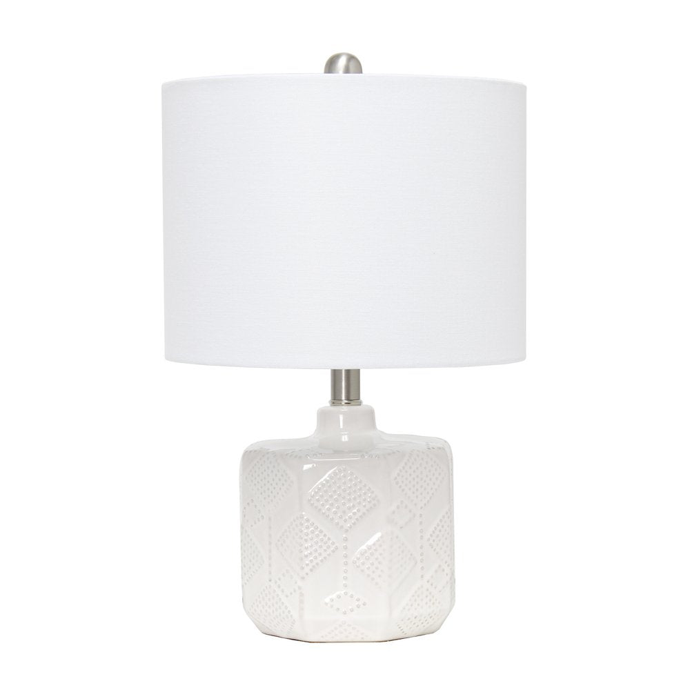19" Off White Novelty Table Lamp With White Drum Shade
